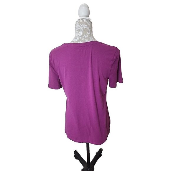 Eddie Bauer Pink T-shirt V-Neck Short Sleeve Basic Tee Womens Medium - Picture 3 of 8